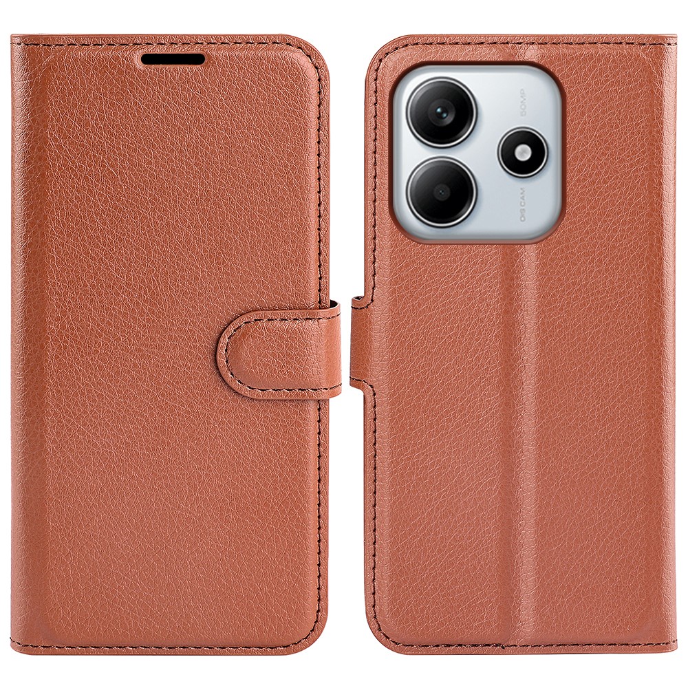  Xiaomi Redmi Note 14 4G Fodral Litchi Läder Brun