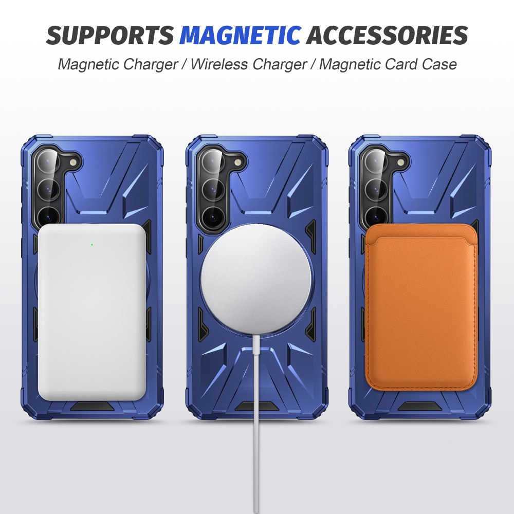  Samsung Galaxy S25/S24 Skal MagSafe Kickstand Hybrid Blå