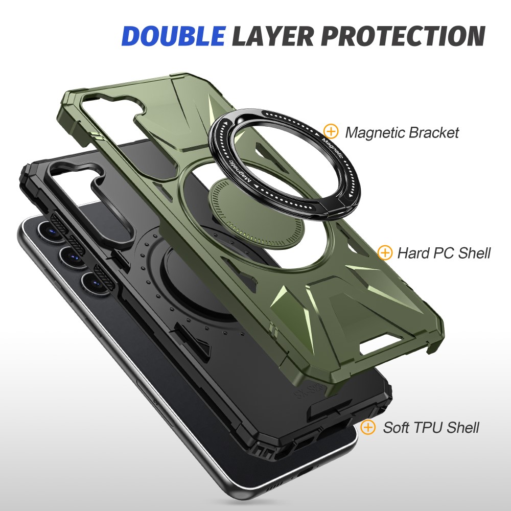  Samsung Galaxy S25/S24 Skal MagSafe Kickstand Hybrid Grön