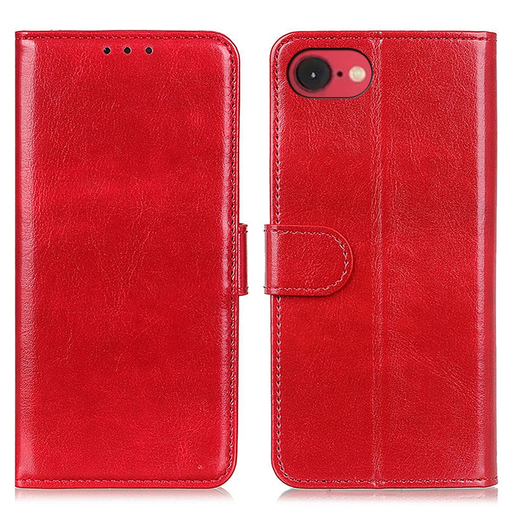  iPhone 17e / 16e Fodral Crazy Horse Läder Röd