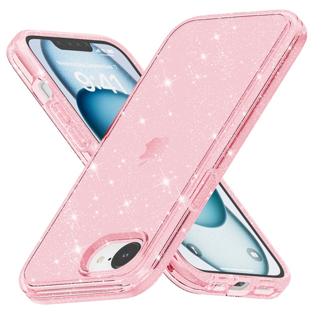  iPhone 17e / 16e Skal Glitter Shockproof Rosa
