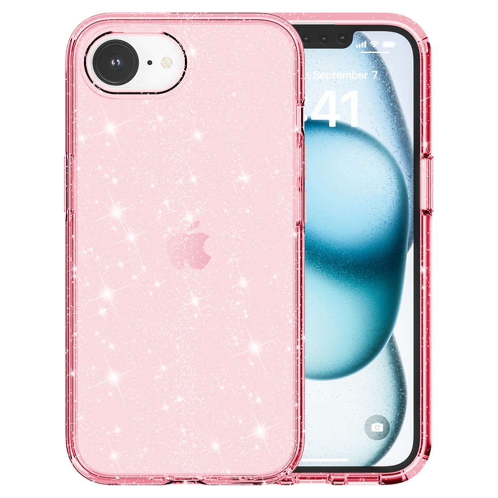  iPhone 17e / 16e Skal Glitter Shockproof Rosa