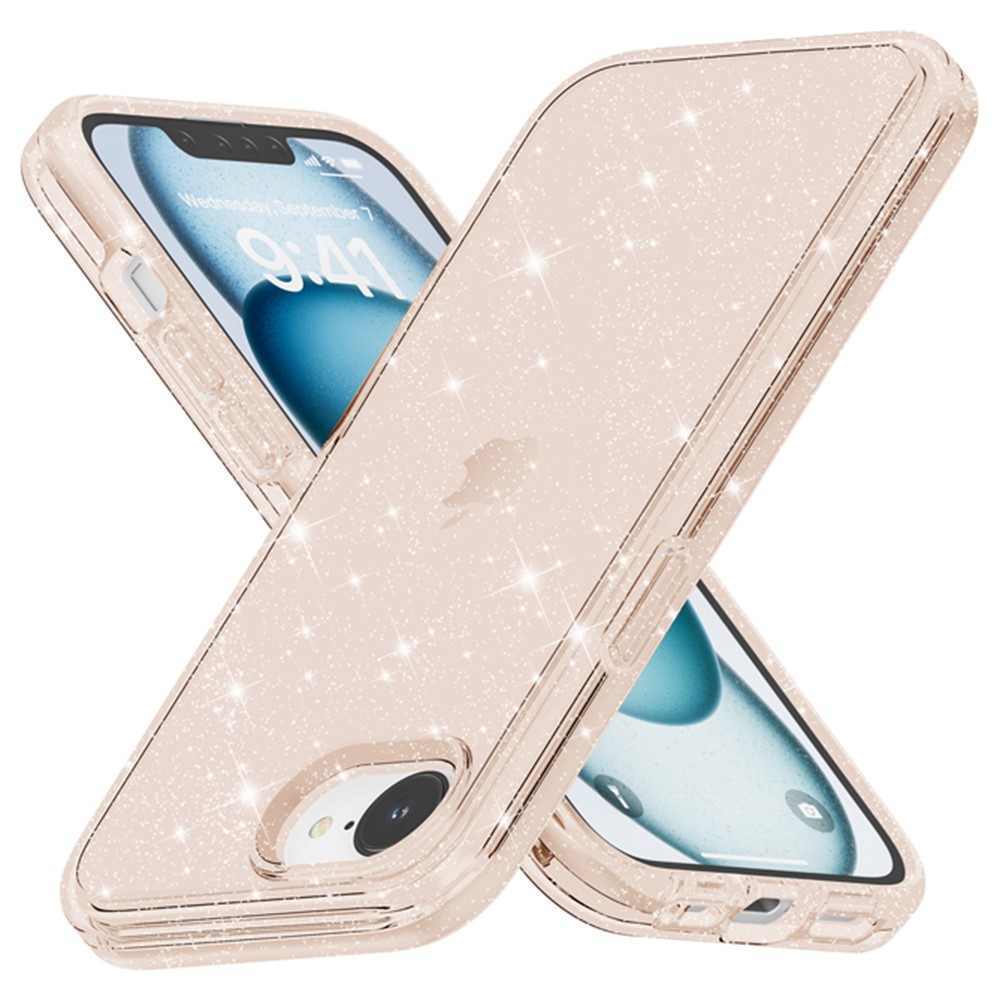  iPhone 17e / 16e Skal Glitter Shockproof Guld