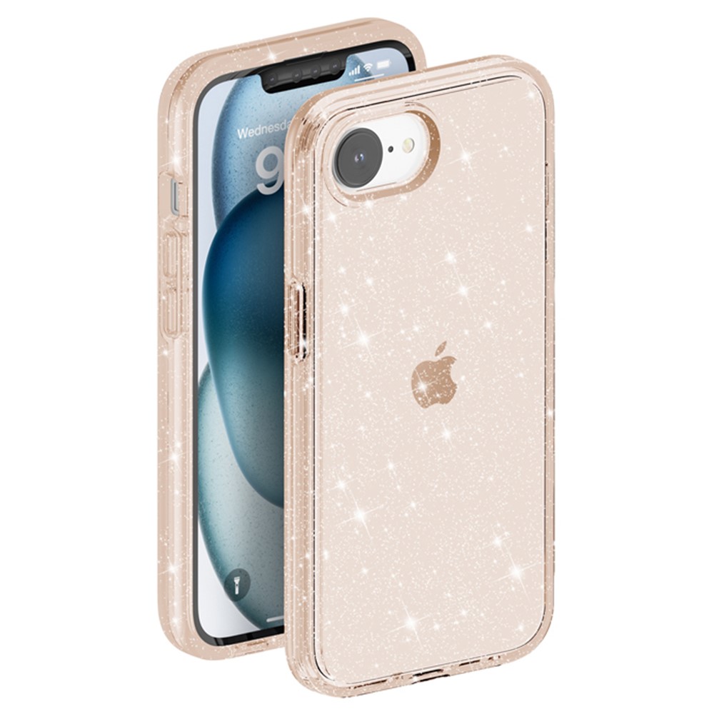  iPhone 17e / 16e Skal Glitter Shockproof Guld