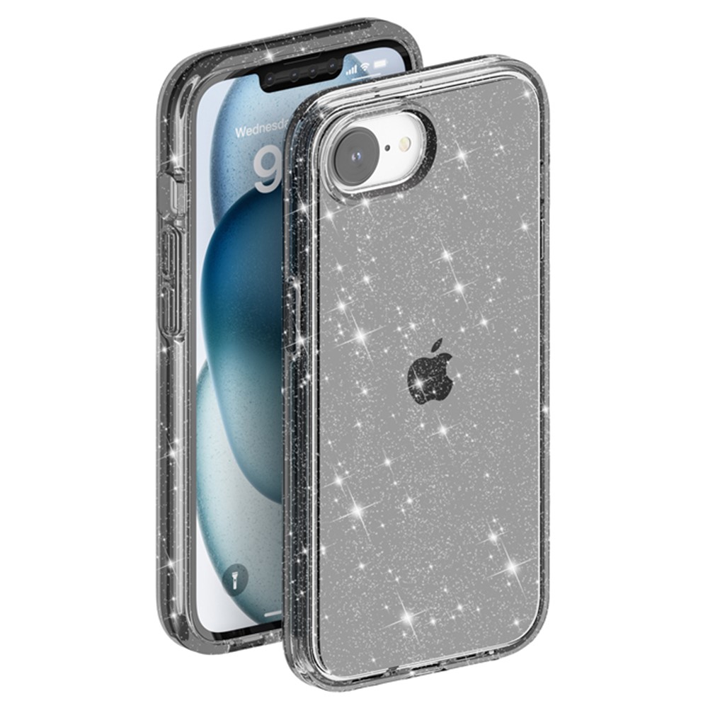 iPhone 17e / 16e Skal Glitter Shockproof Svart