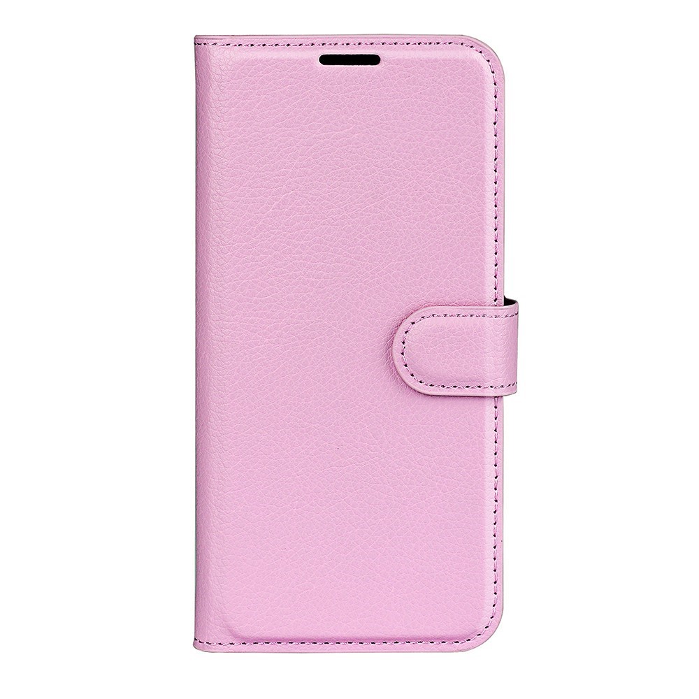  iPhone 17e / 16e Fodral Litchi Läder Ljus Rosa