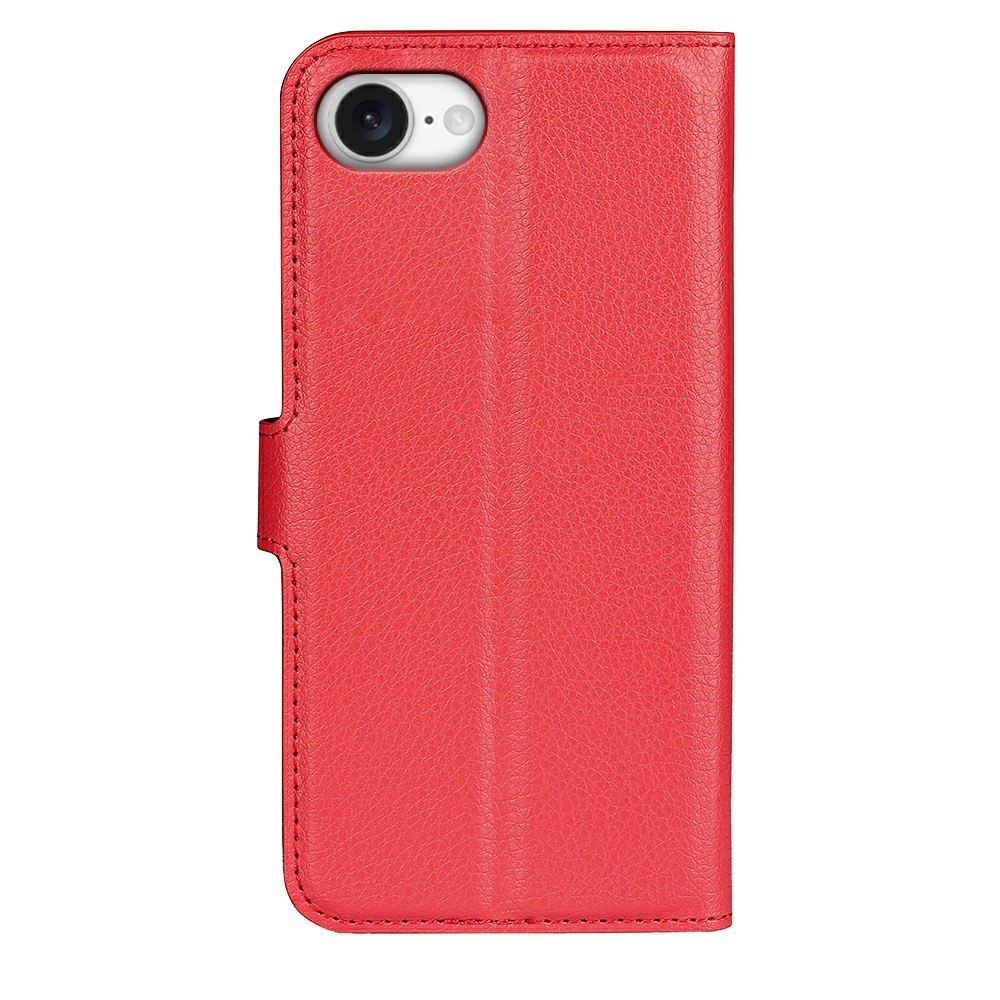  iPhone 17e / 16e Fodral Litchi Läder Röd