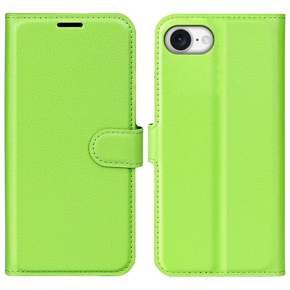  iPhone 17e / 16e Fodral Litchi Läder Grön