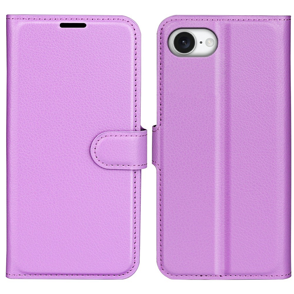  iPhone 17e / 16e Fodral Litchi Läder Lila
