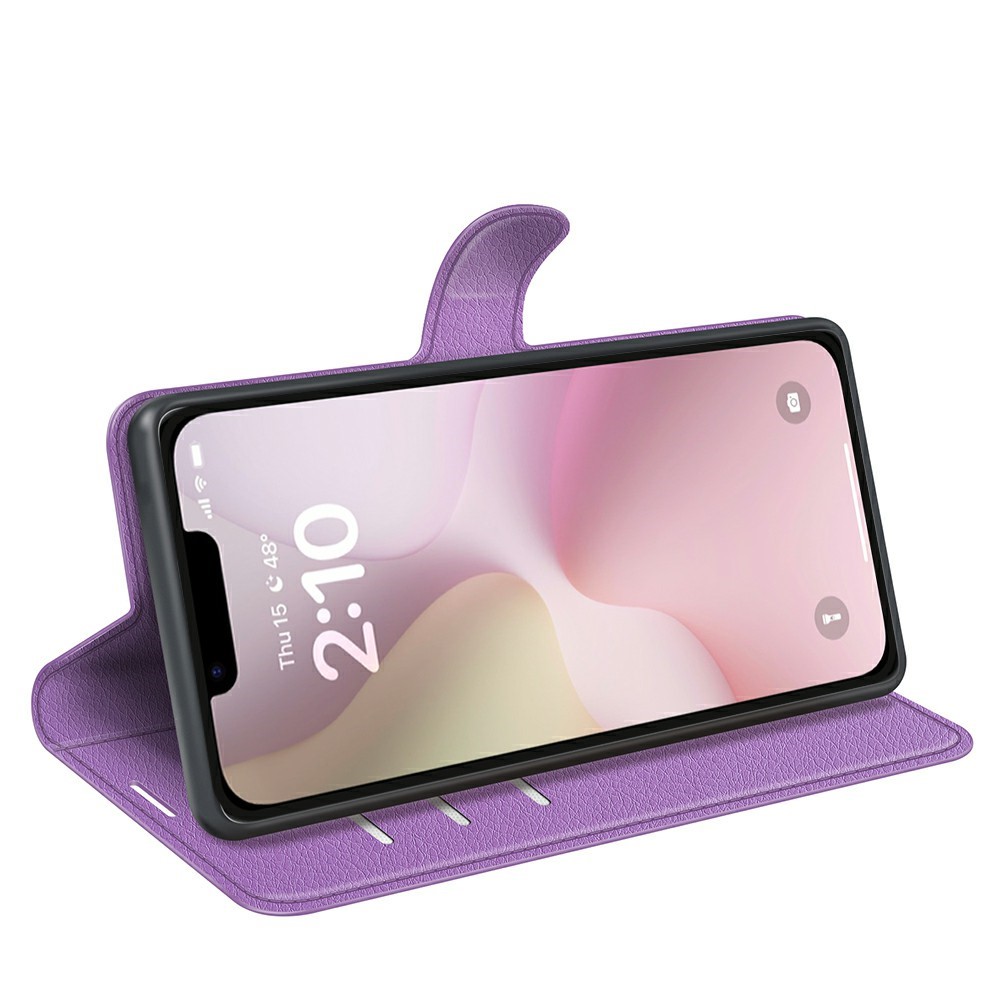  iPhone 17e / 16e Fodral Litchi Läder Lila