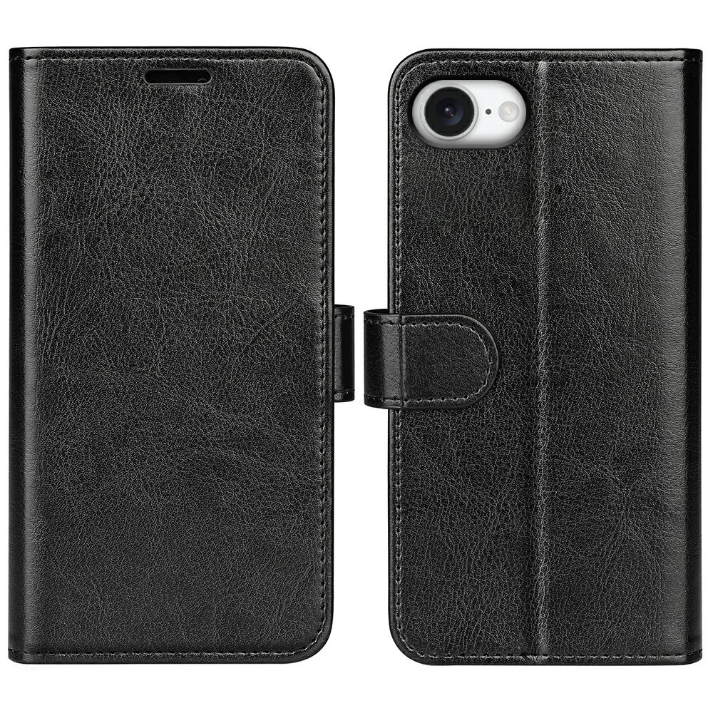  iPhone 17e / 16e Fodral Crazy Horse Läder Svart