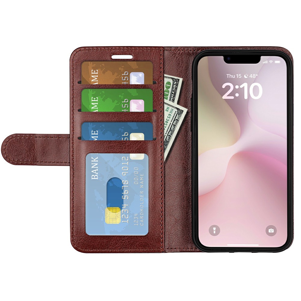  iPhone 17e / 16e Fodral Crazy Horse Läder Brun