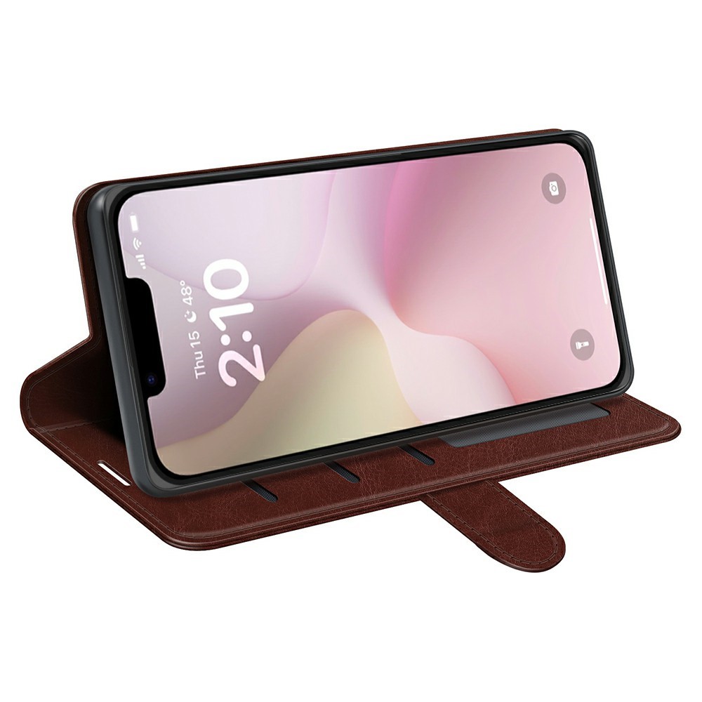  iPhone 17e / 16e Fodral Crazy Horse Läder Brun