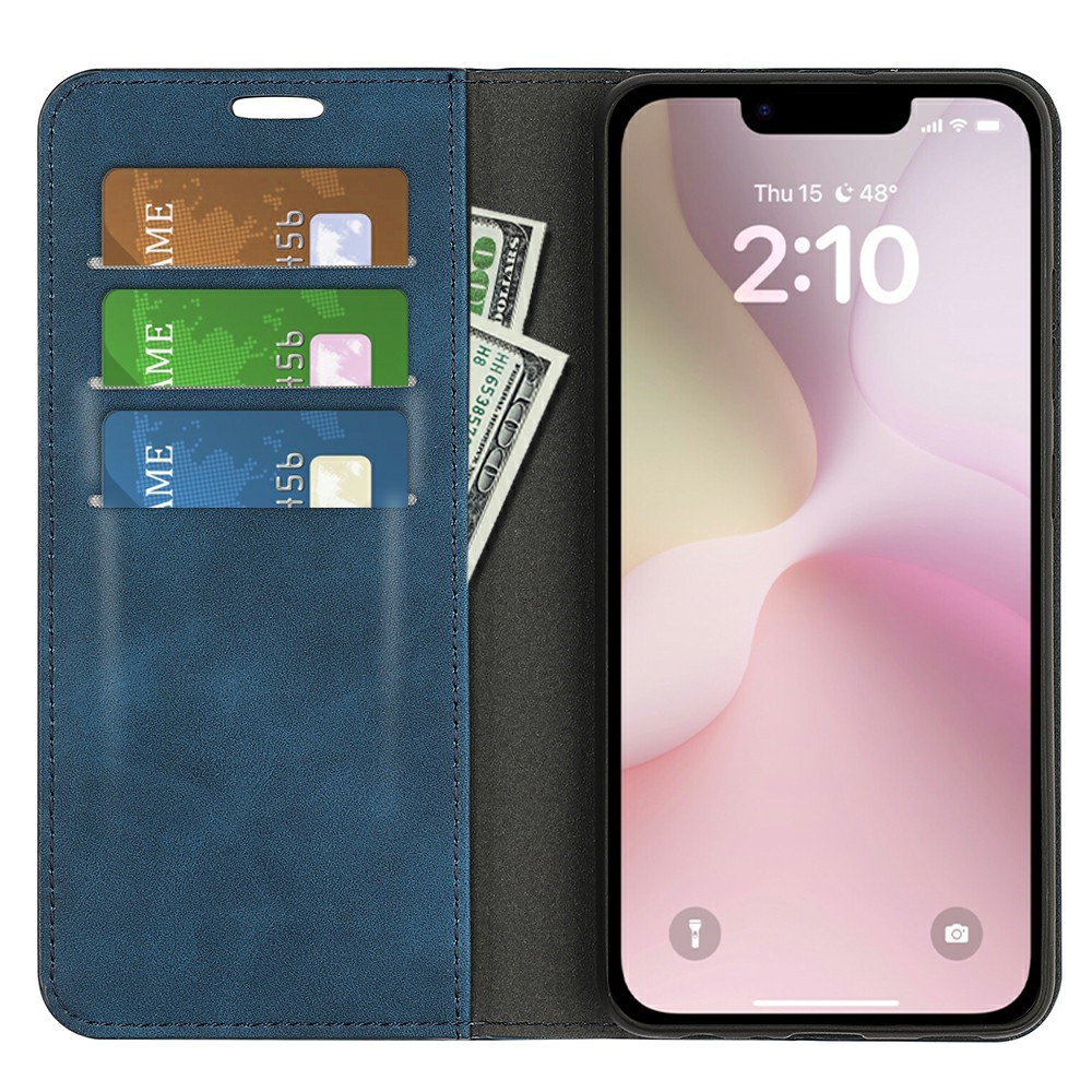  iPhone 17e / 16e Fodral Flip Skin Touch Blå
