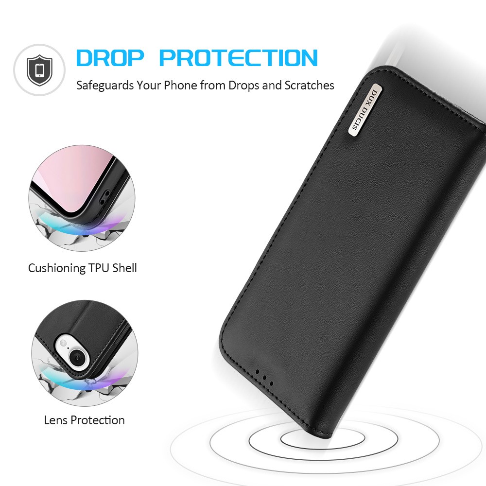 DUX DUCIS DUX DUCIS iPhone 17e / 16e Fodral HIVO Äkta Läder Svart