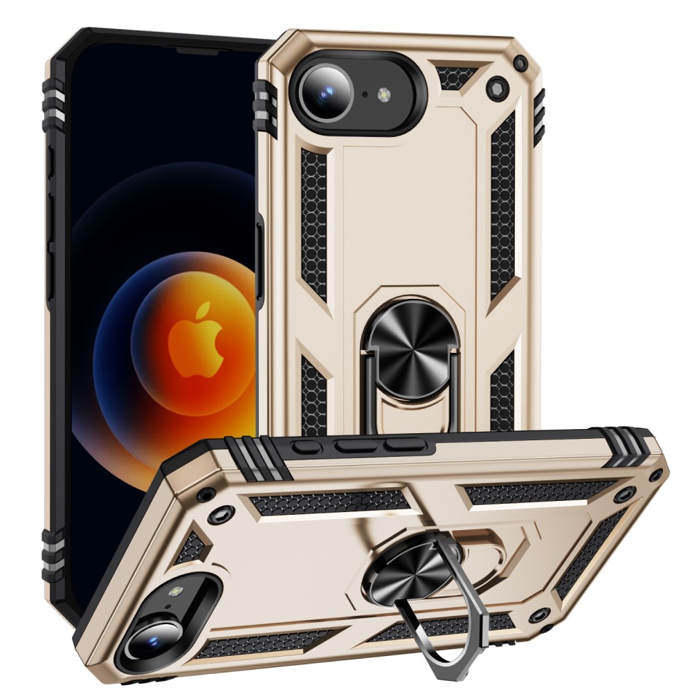  iPhone 17e / 16e Skal Shockproof Hybrid Ring Guld