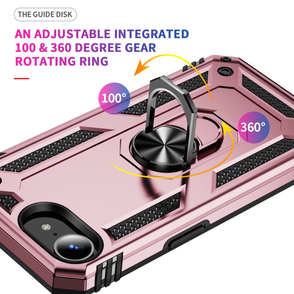  iPhone 17e / 16e Skal Shockproof Hybrid Ring Roséguld