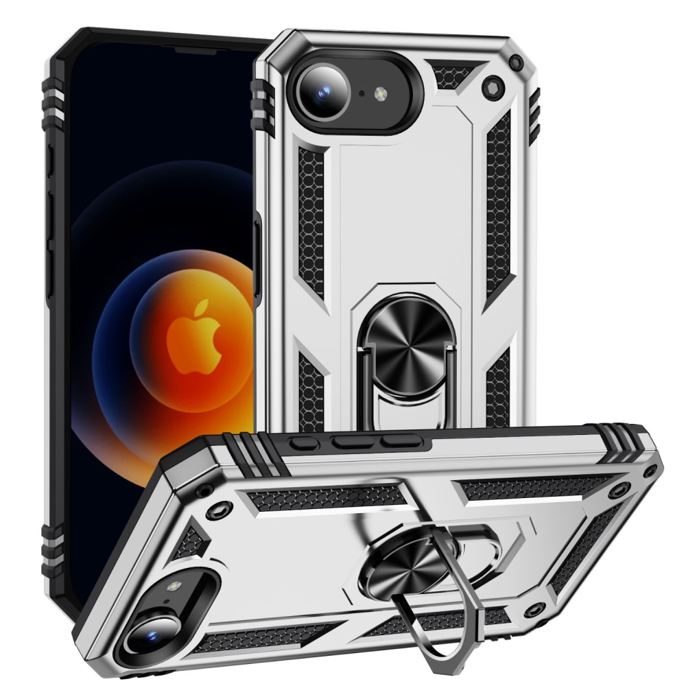  iPhone 17e / 16e Skal Shockproof Hybrid Ring Silver