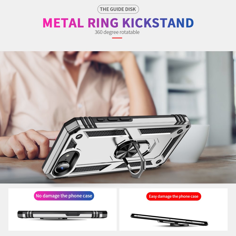  iPhone 17e / 16e Skal Shockproof Hybrid Ring Silver