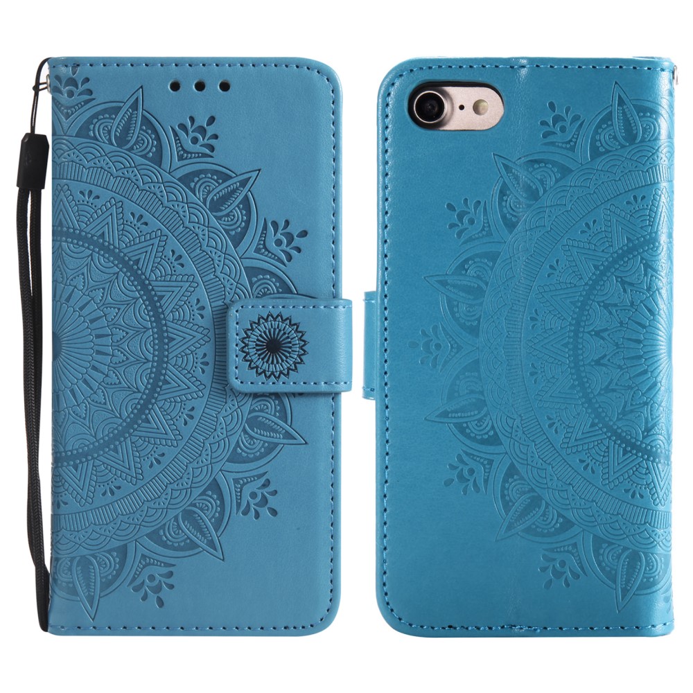  iPhone 17e / 16e Fodral Mandala Läder Blå