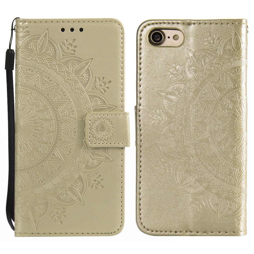  iPhone 17e / 16e Fodral Mandala Läder Guld