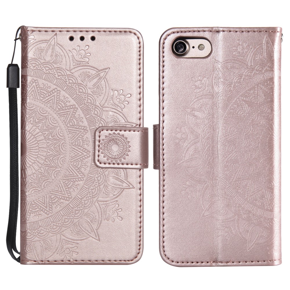  iPhone 17e / 16e Fodral Mandala Läder Roséguld