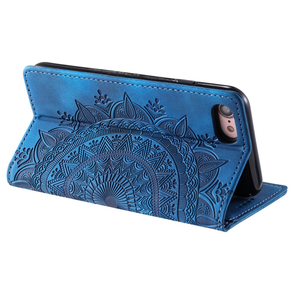  iPhone 17e / 16e Fodral Flip Mandala Läder Blå