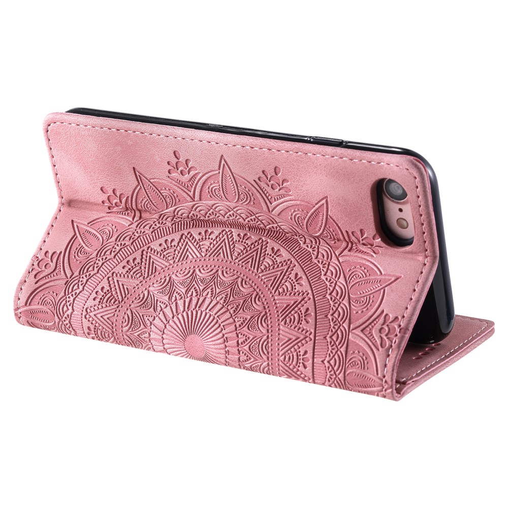  iPhone 17e / 16e Fodral Flip Mandala Läder Roséguld