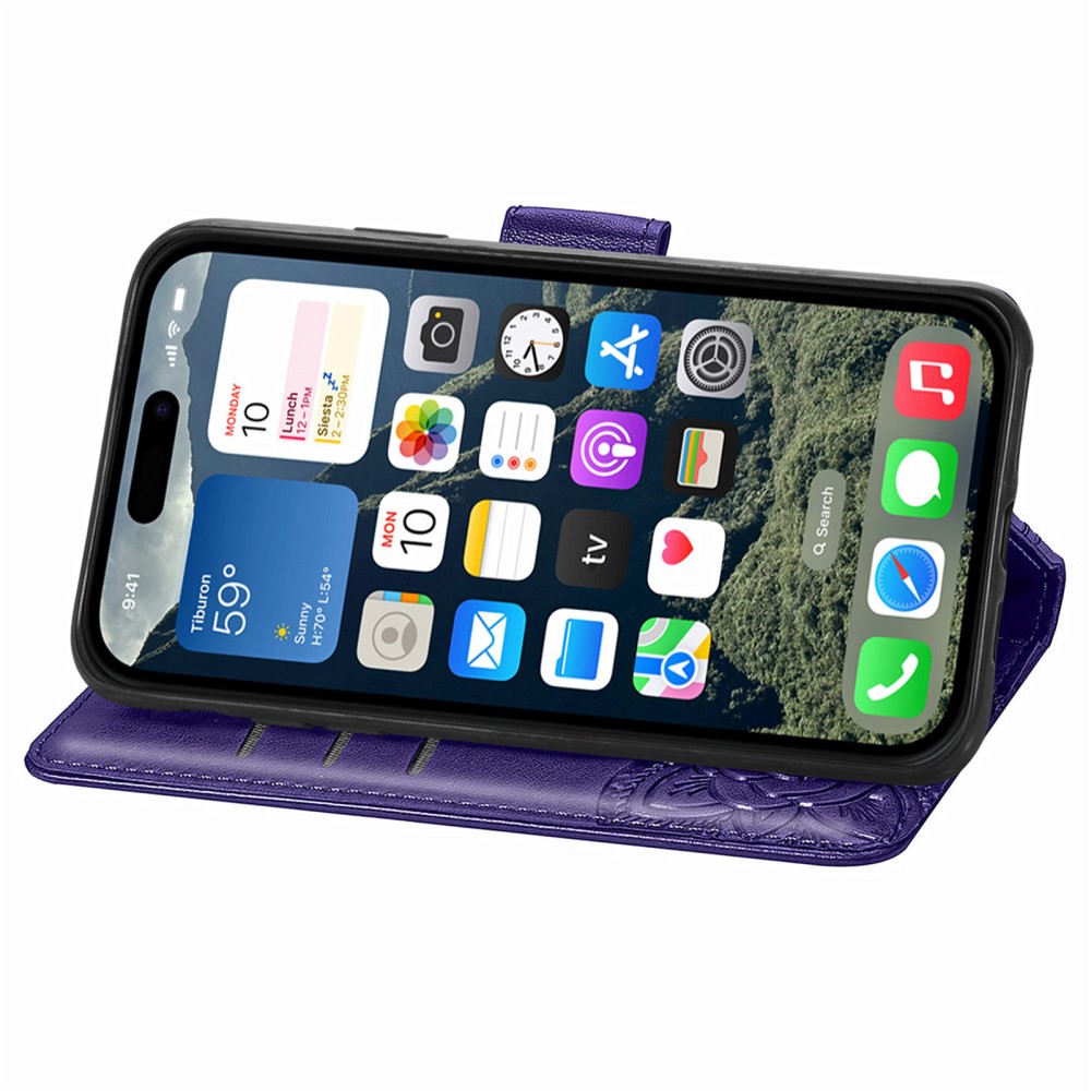  iPhone 17e / 16e Fodral Med Fjäril Tryck Lila
