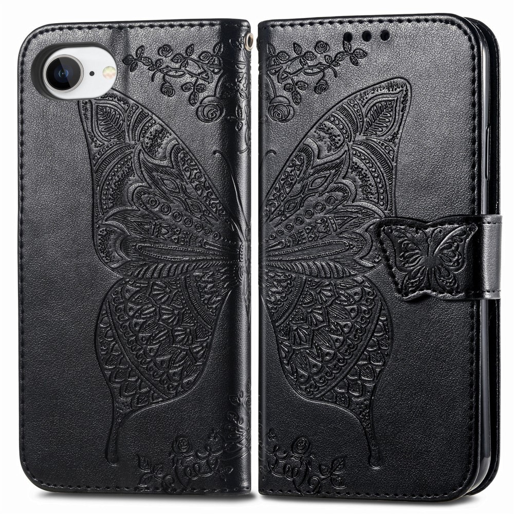  iPhone 17e / 16e Fodral Med Fjäril Tryck Svart