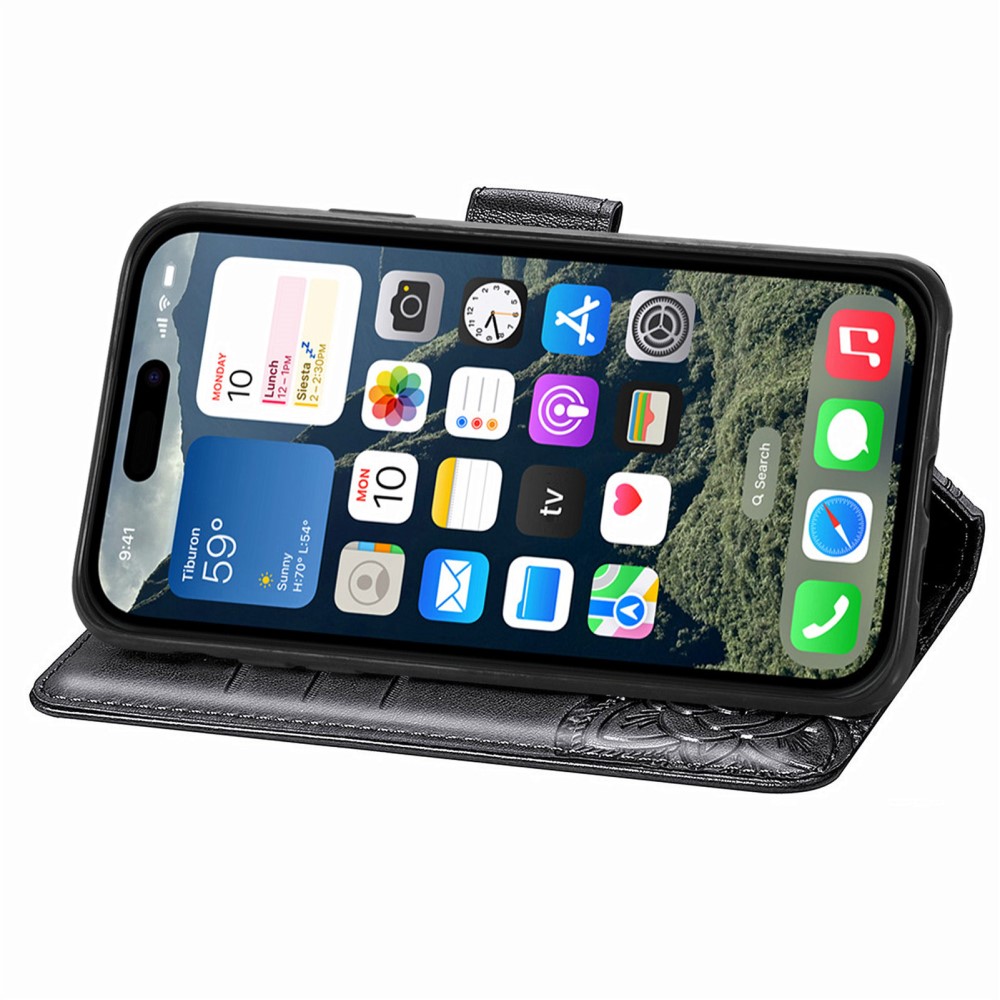  iPhone 17e / 16e Fodral Med Fjäril Tryck Svart