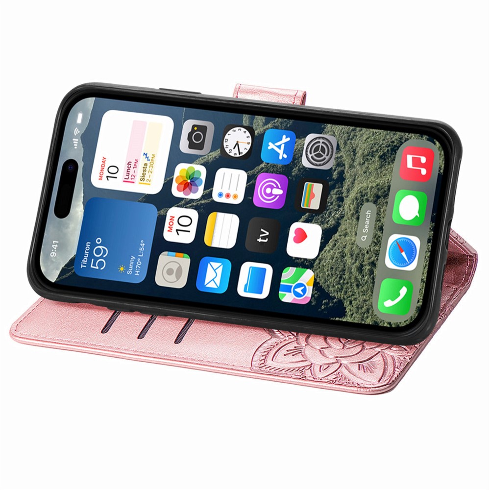  iPhone 17e / 16e Fodral Med Fjäril Tryck Roséguld