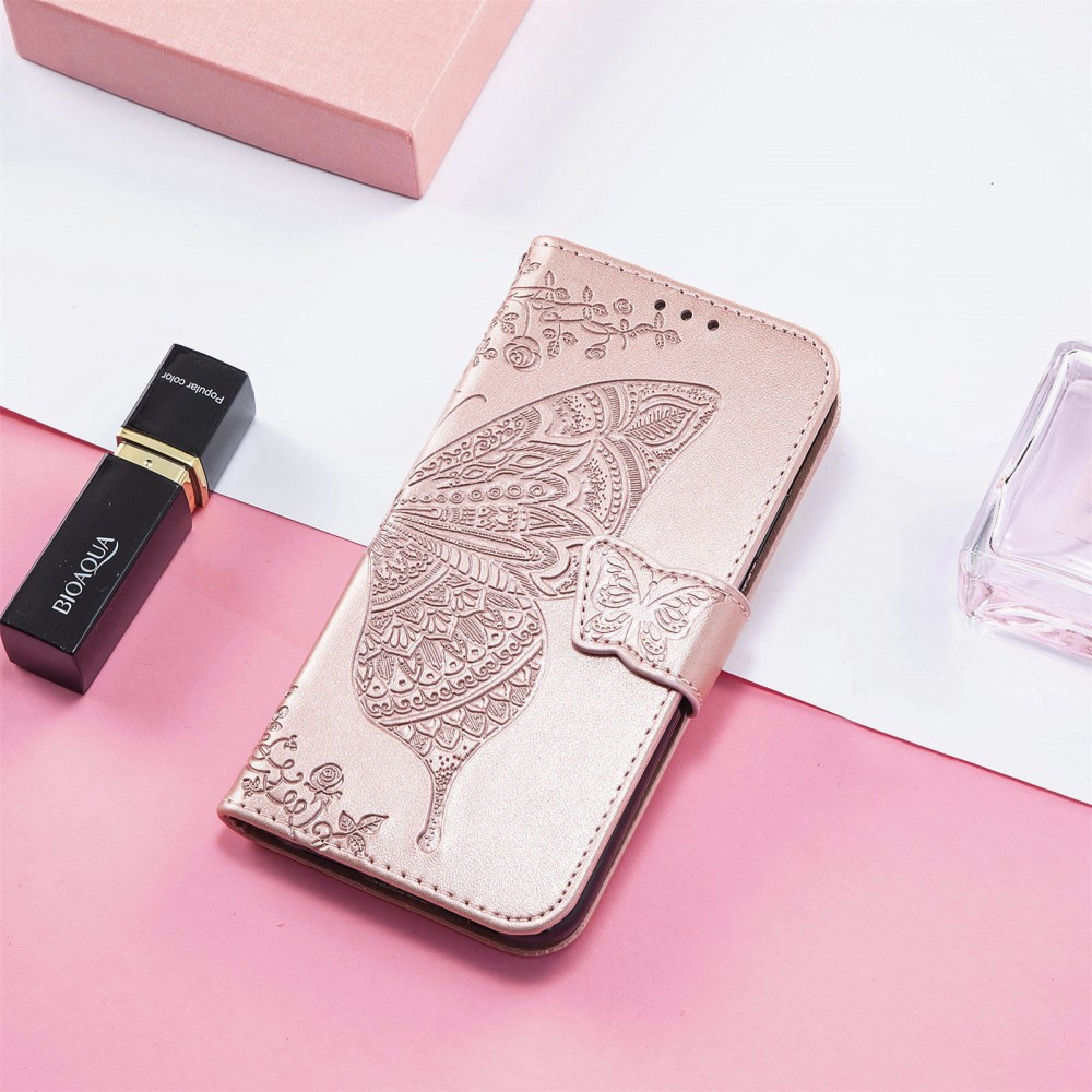  iPhone 17e / 16e Fodral Med Fjäril Tryck Roséguld