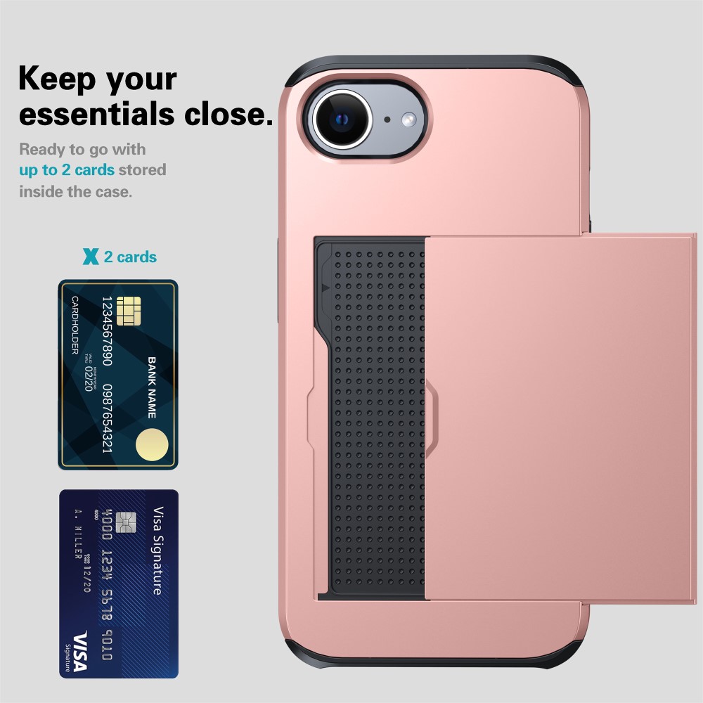  iPhone 17e / 16e Skal Hybrid Med Kortfack Vit