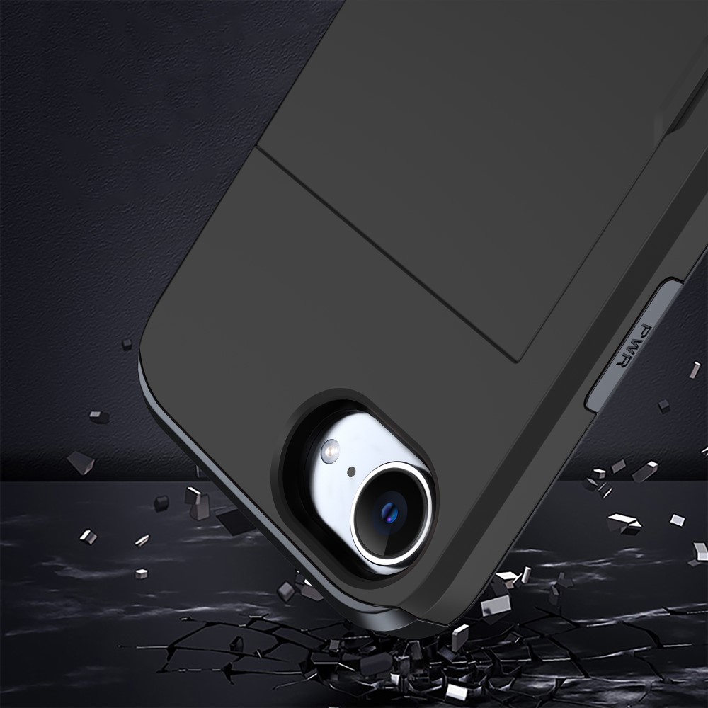  iPhone 17e / 16e Skal Hybrid Med Kortfack Svart