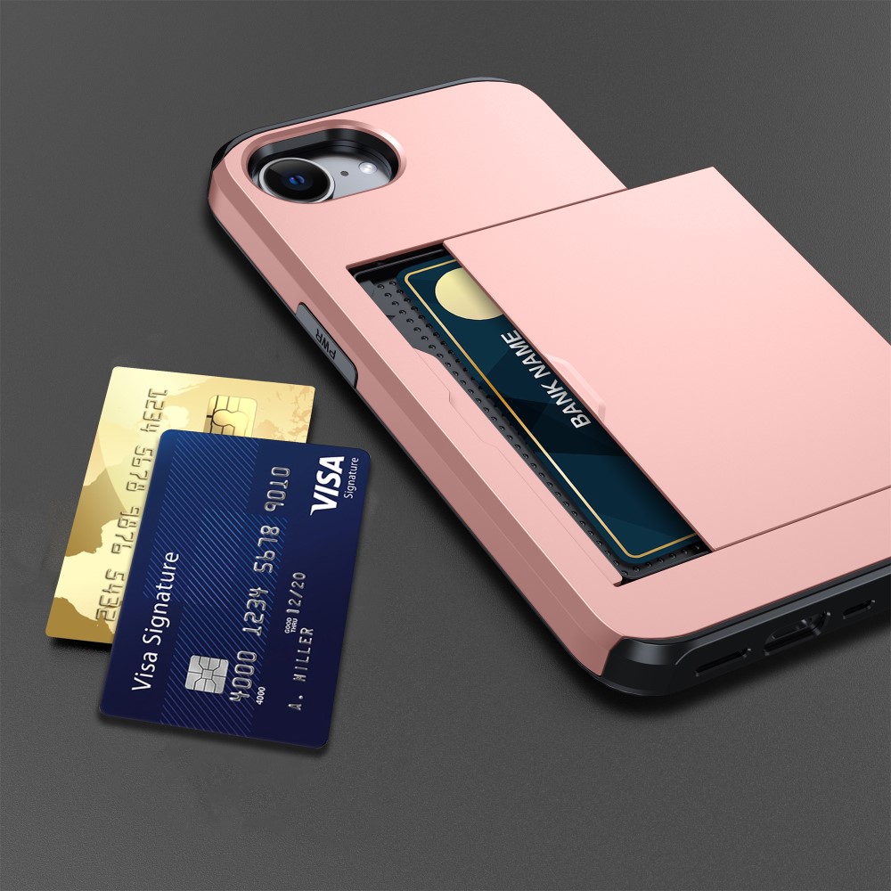  iPhone 17e / 16e Skal Hybrid Med Kortfack Guld