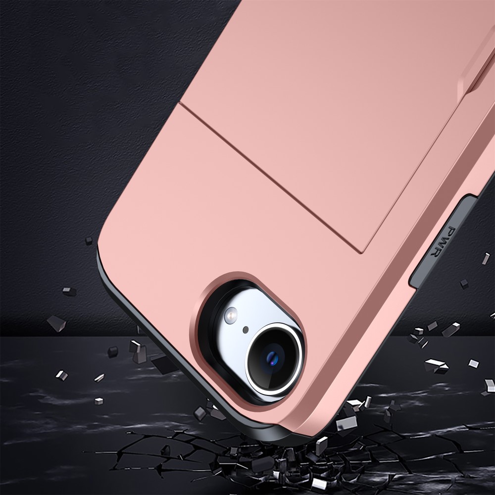  iPhone 17e / 16e Skal Hybrid Med Kortfack Silver