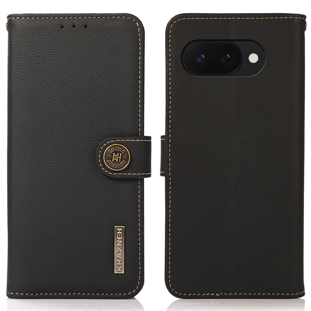 KHAZNEH KHAZNEH Google Pixel 9a Fodral Äkta Läder Svart