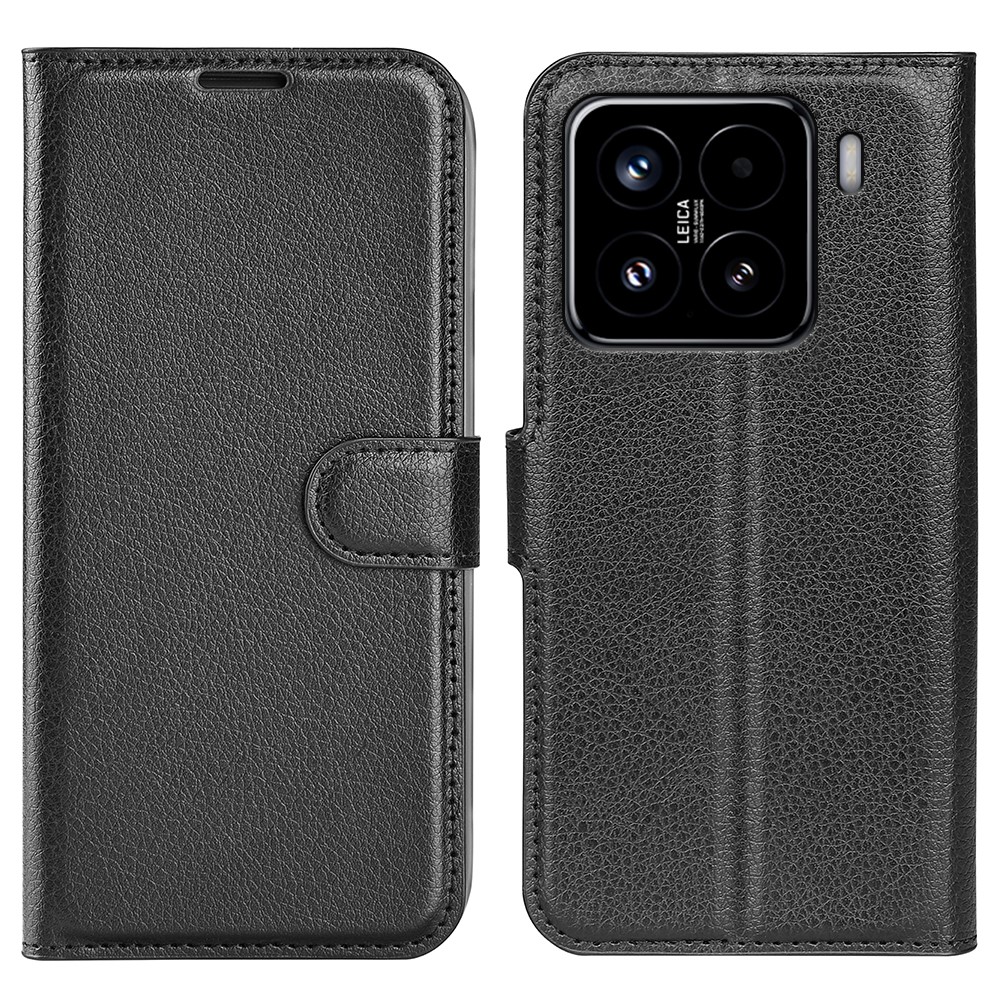 Xiaomi 15 Fodral Litchi Läder Svart