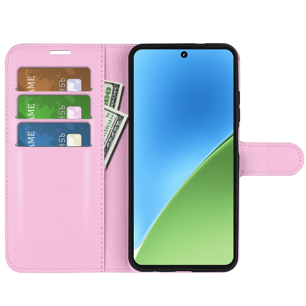  Xiaomi 15 Fodral Litchi Läder Ljus Rosa