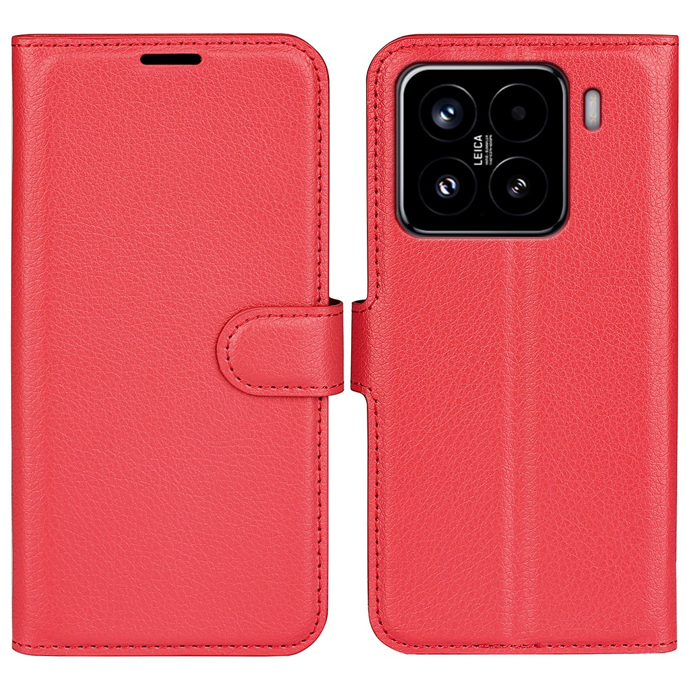  Xiaomi 15 Fodral Litchi Läder Röd