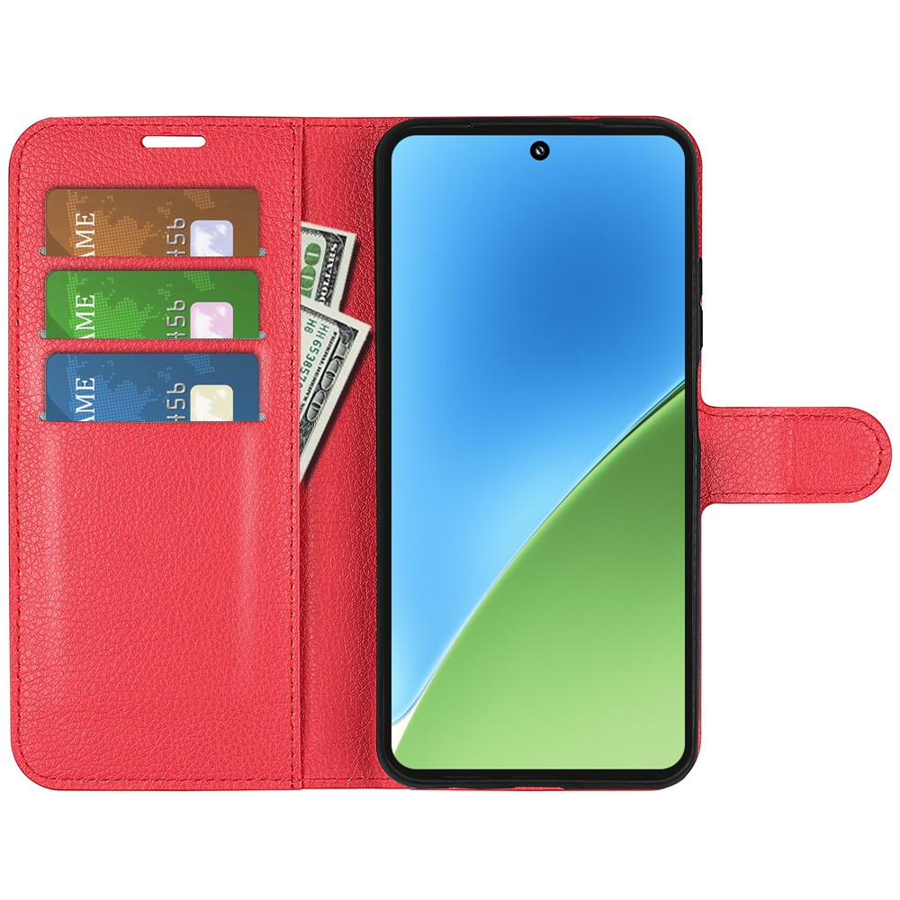  Xiaomi 15 Fodral Litchi Läder Röd