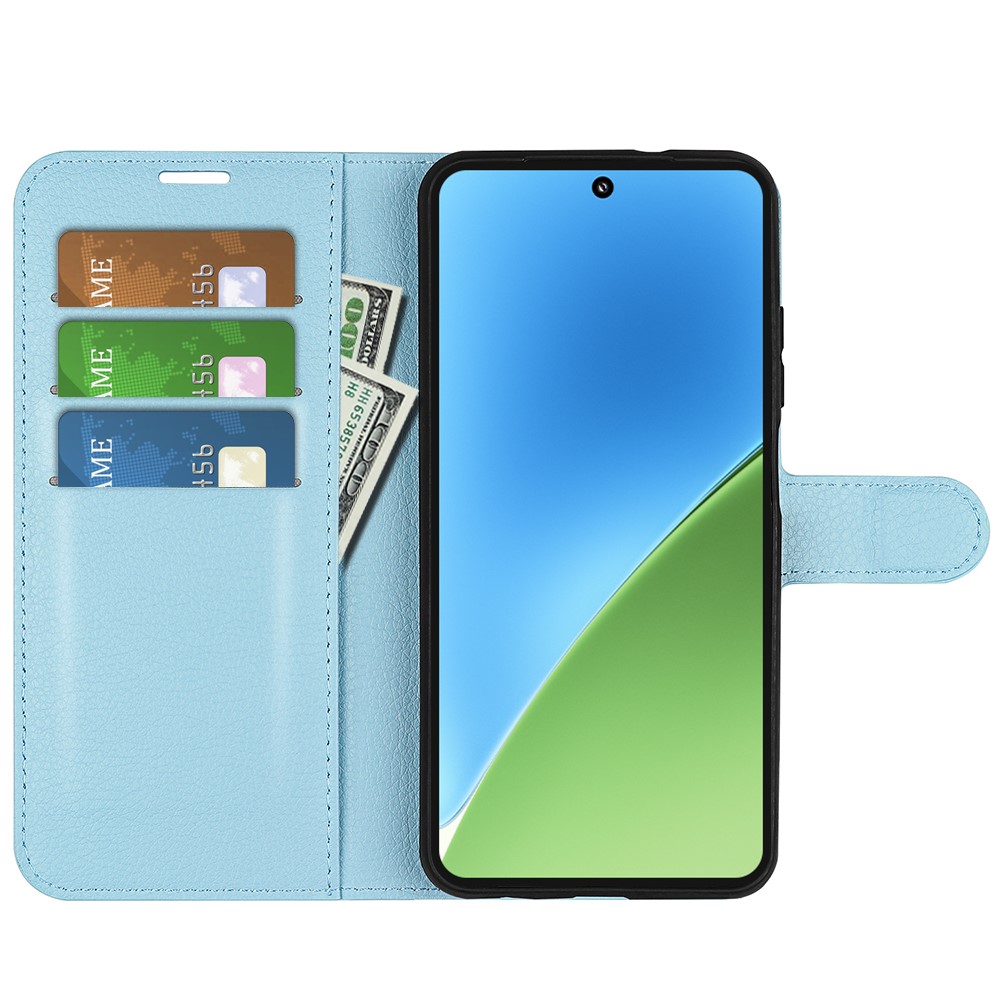  Xiaomi 15 Fodral Litchi Läder Blå