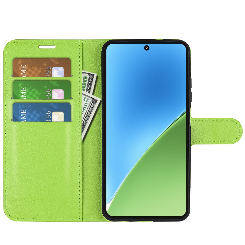  Xiaomi 15 Fodral Litchi Läder Grön
