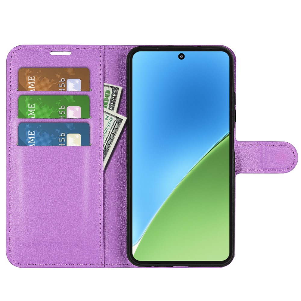  Xiaomi 15 Fodral Litchi Läder Lila