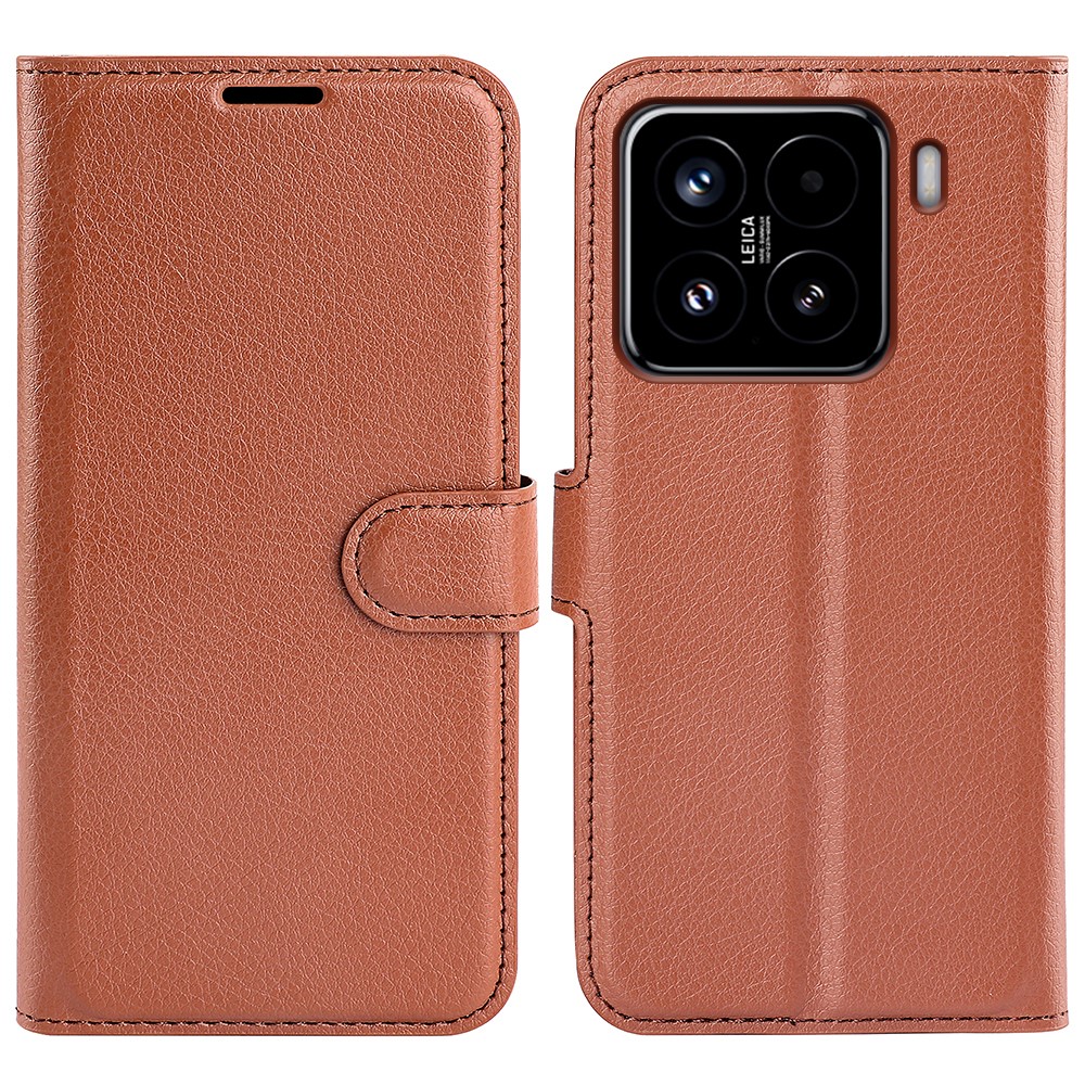  Xiaomi 15 Fodral Litchi Läder Brun