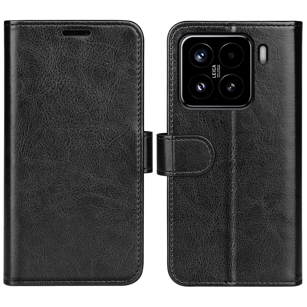  Xiaomi 15 Fodral Crazy Horse Läder Svart