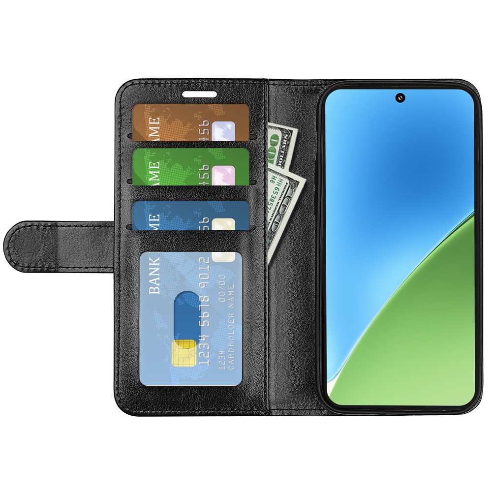  Xiaomi 15 Fodral Crazy Horse Läder Svart