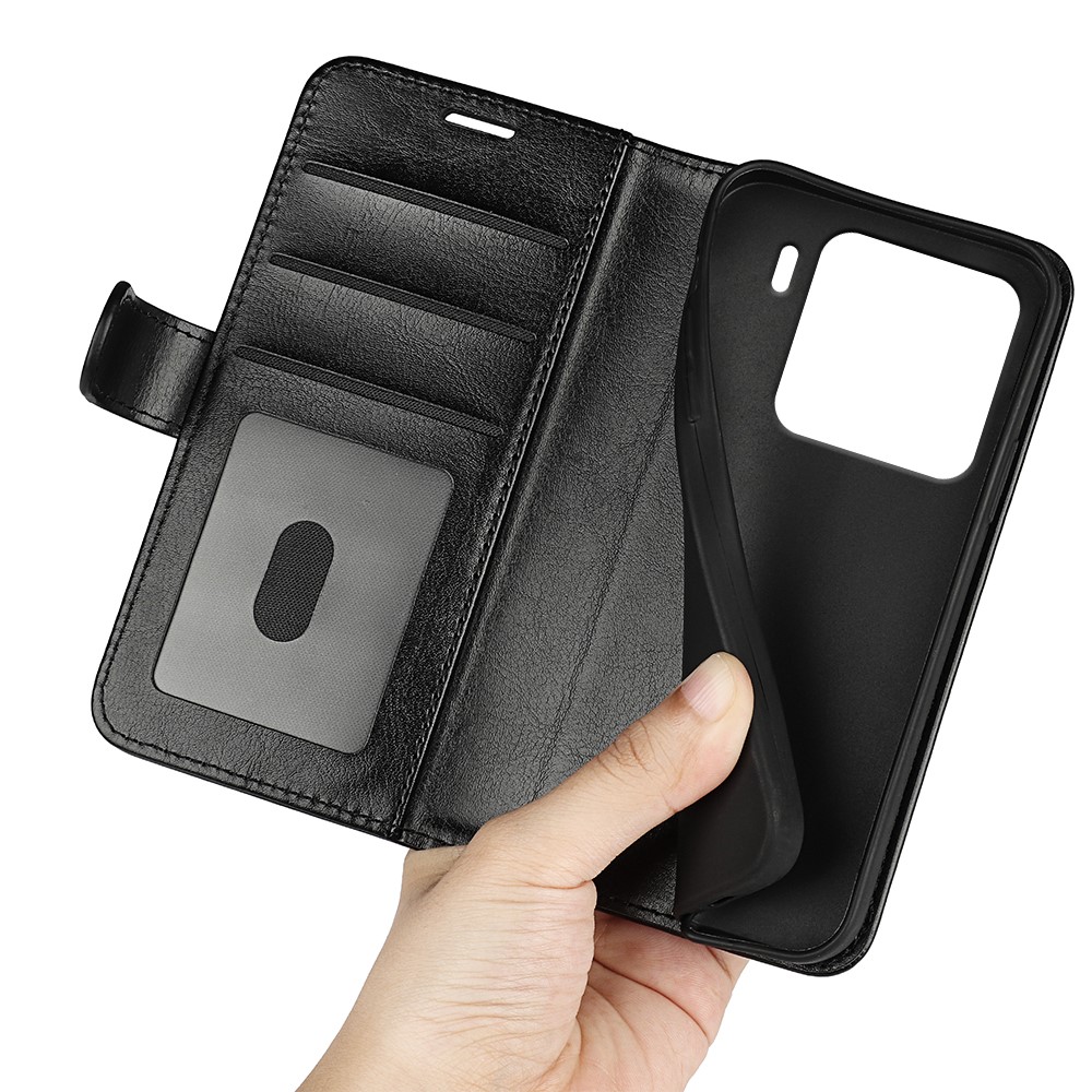  Xiaomi 15 Fodral Crazy Horse Läder Svart