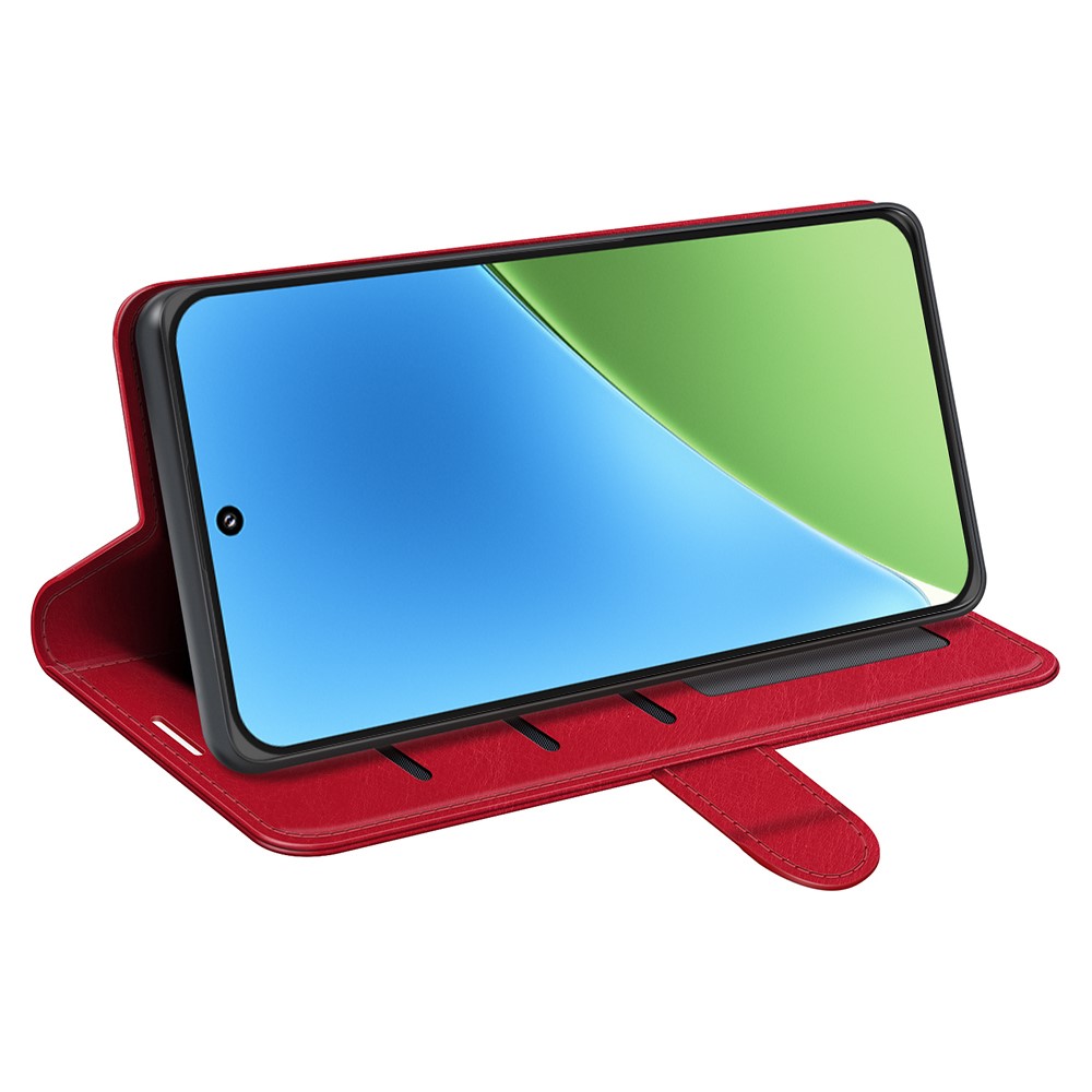  Xiaomi 15 Fodral Crazy Horse Läder Röd
